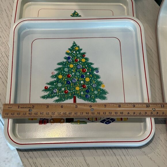 Vintage 1985 Himark Christmas Trays 3 Piece Set Never Used - Picture 3 of 12